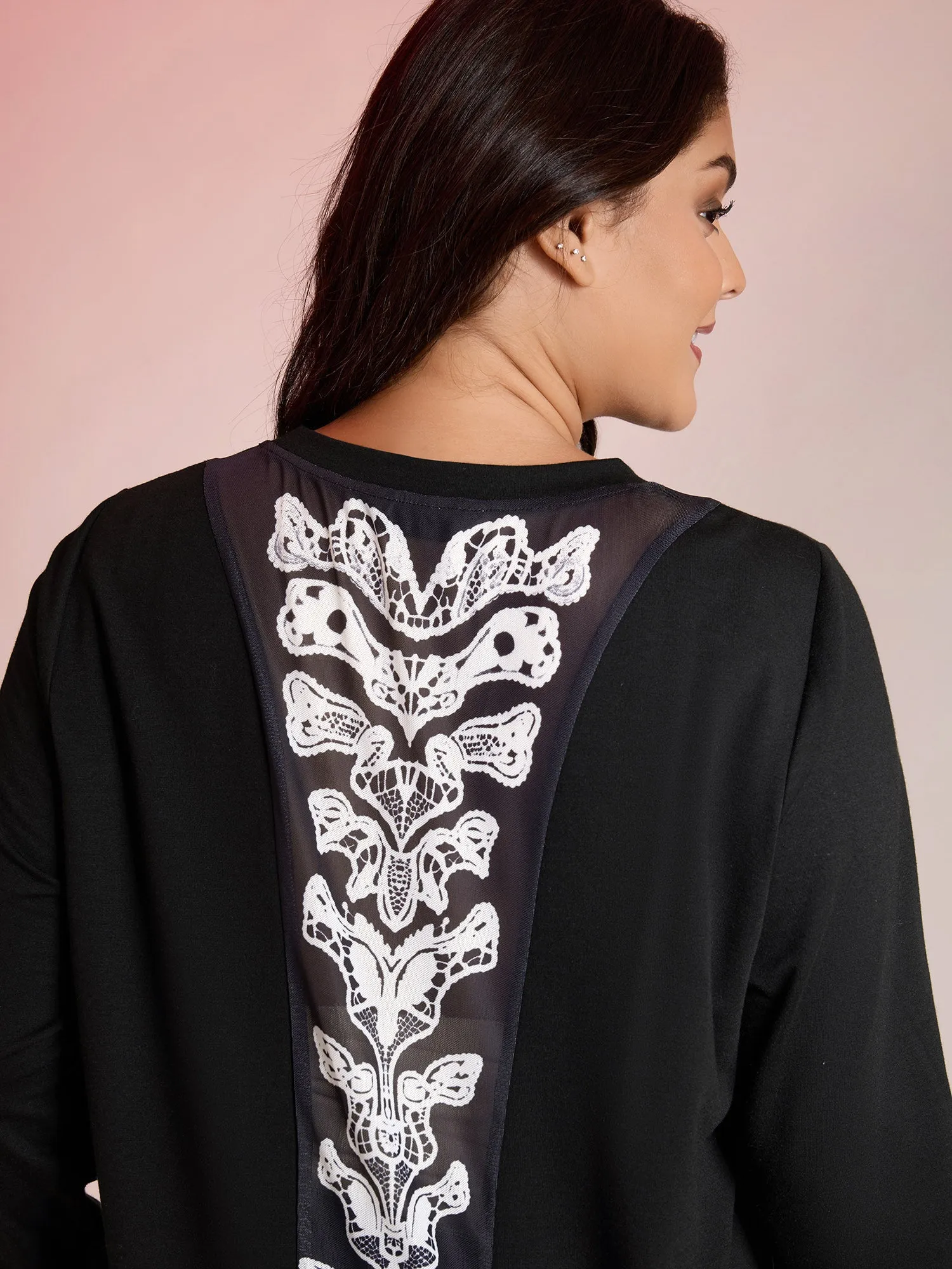 Back Sheer Halloween Print Solid Sweatshirt sold by Bloomchic product image thumbnail 4