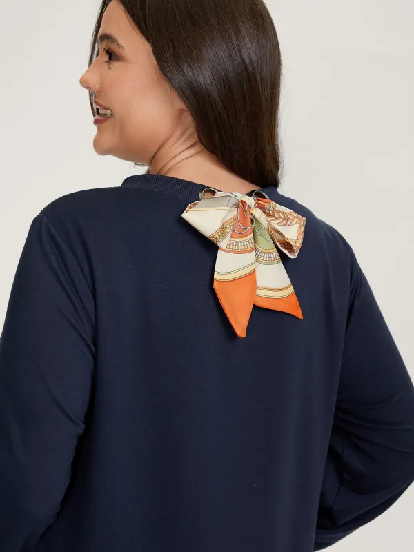Back Silk Scarf Bow-Tie Detachable Sweatshirt sold by Bloomchic