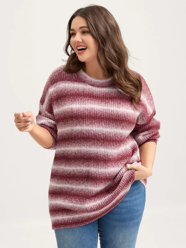 Ombre Tissue Textured Round Neck Pullover sold by Bloomchic