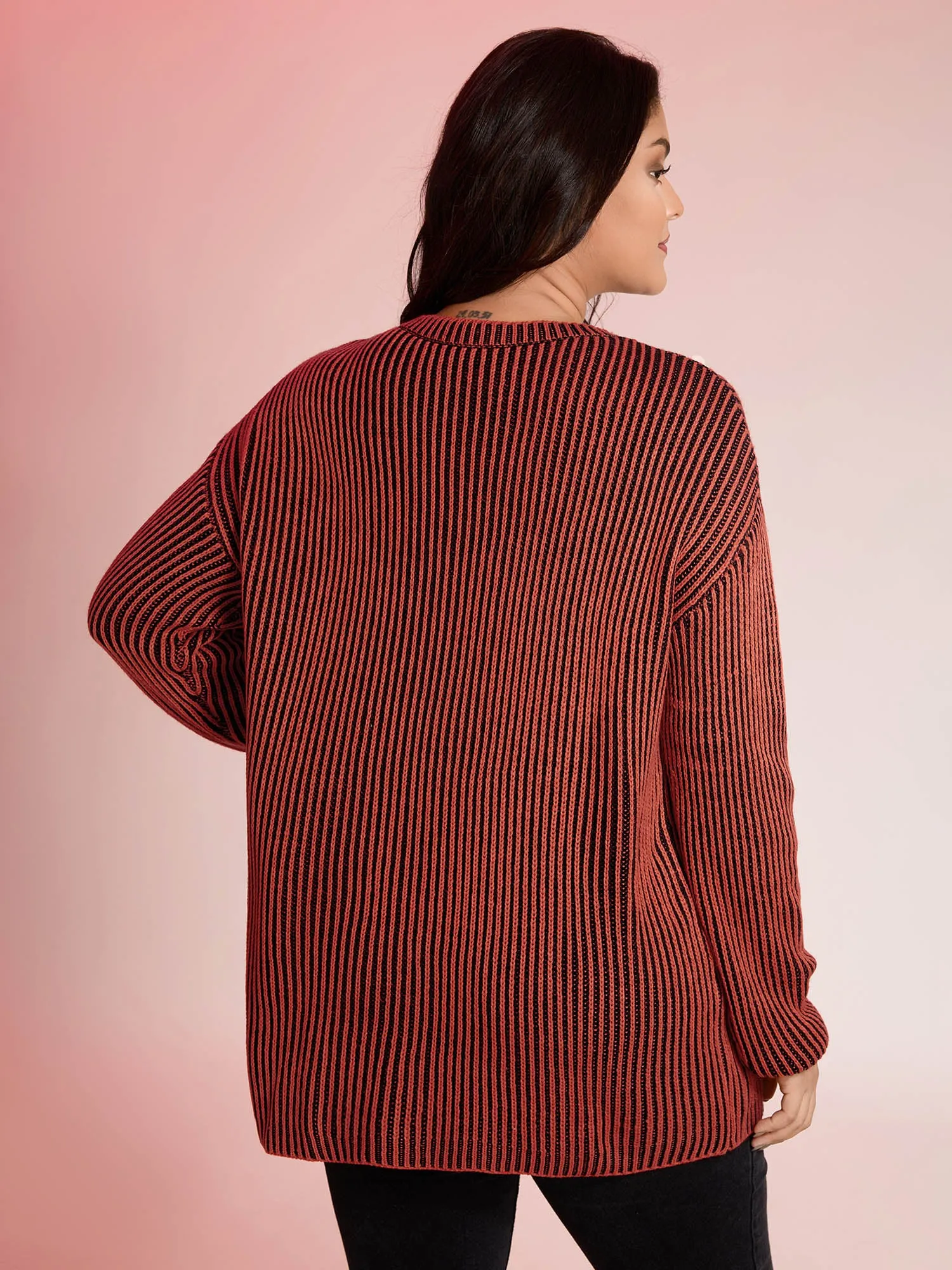 Stripe Textured Round Neck Pullover sold by Bloomchic product image thumbnail 4