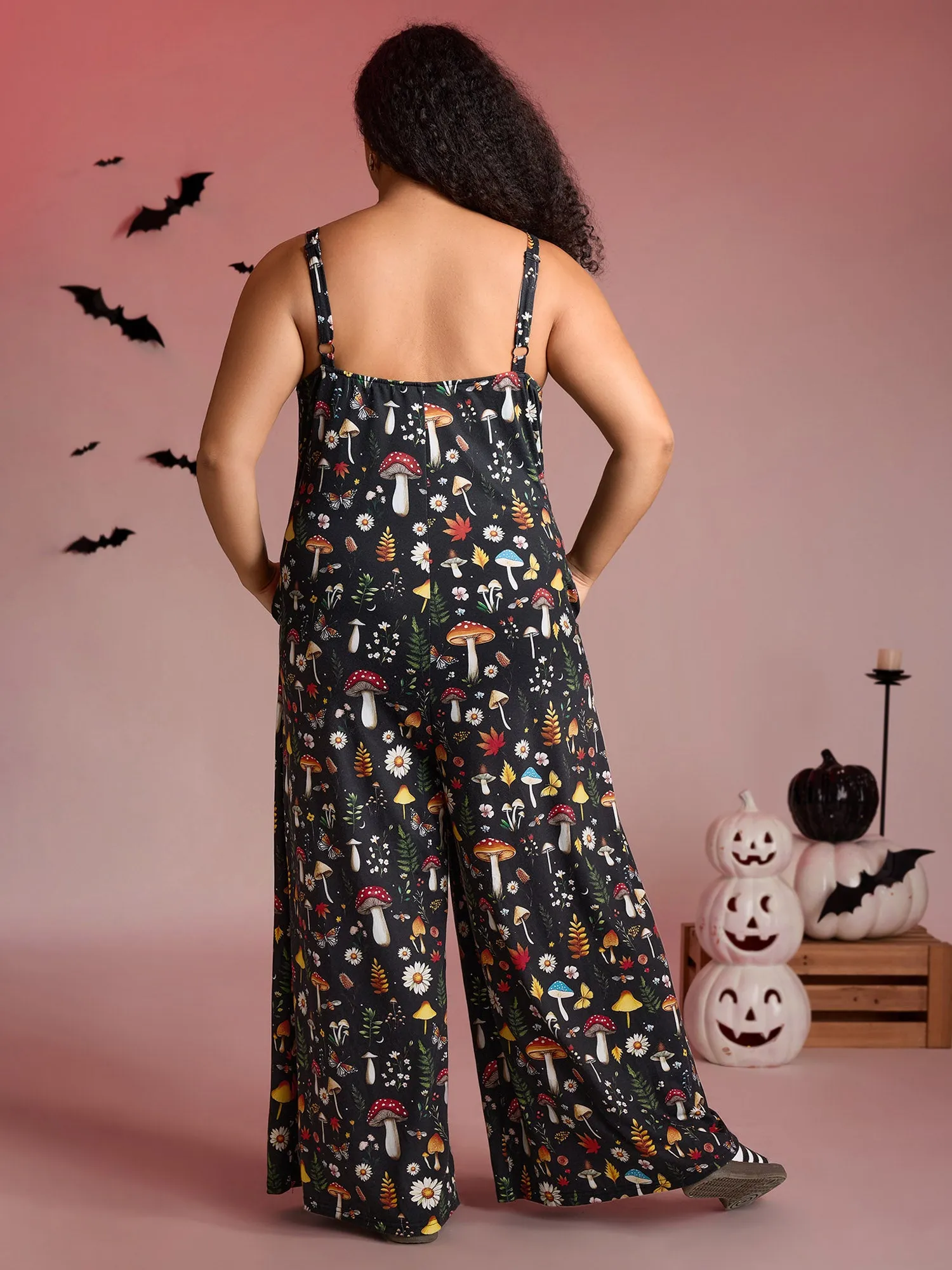Halloween Mushroom Print Pockets Cami Jumpsuit sold by Bloomchic product image thumbnail 4