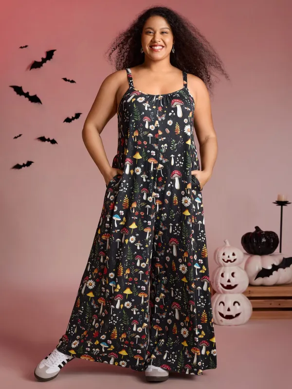 Halloween Mushroom Print Pockets Cami Jumpsuit sold by Bloomchic