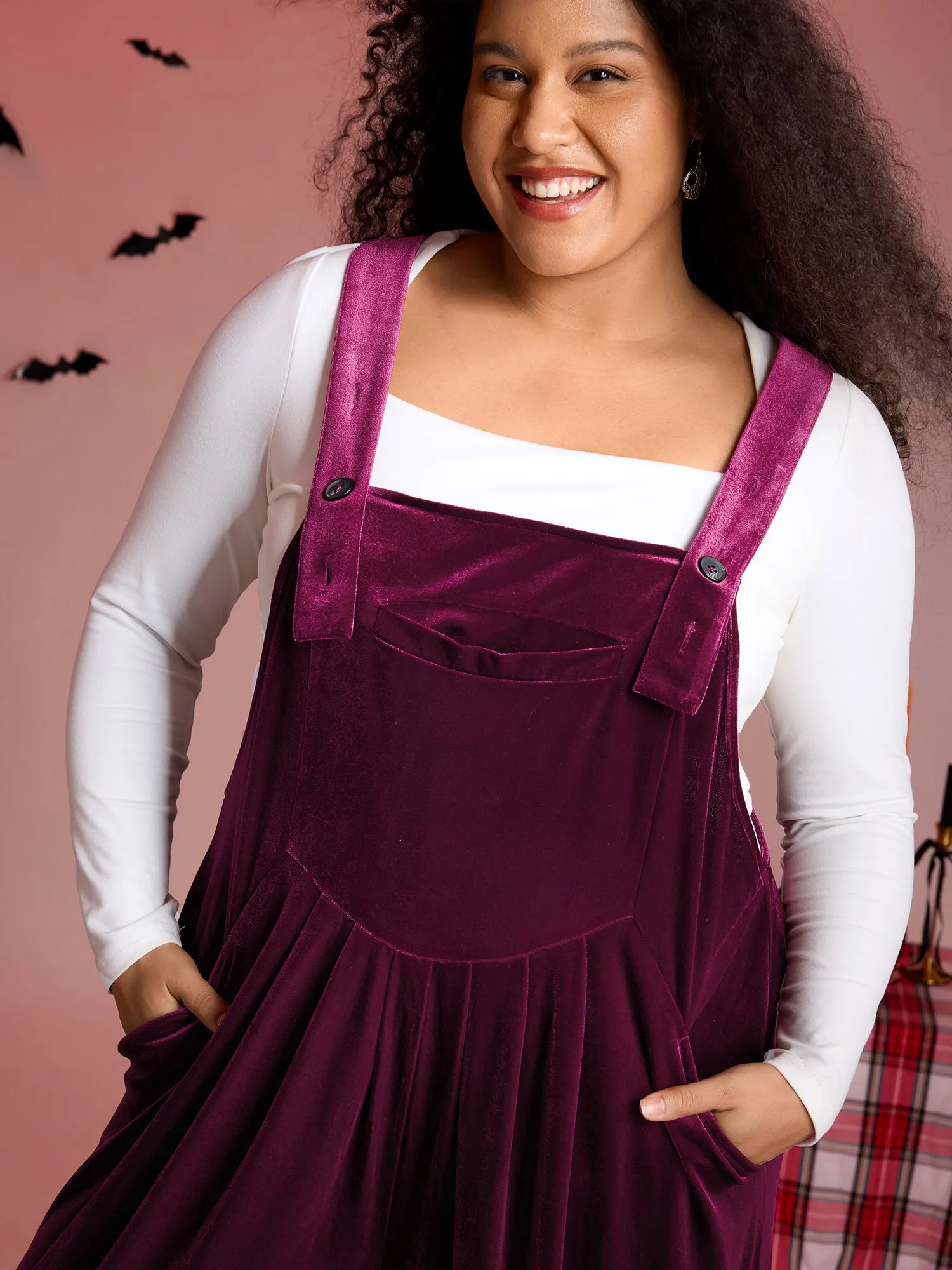 Velvet Relaxed Fit Adjustable Straps Jumpsuit sold by Bloomchic product image thumbnail 2