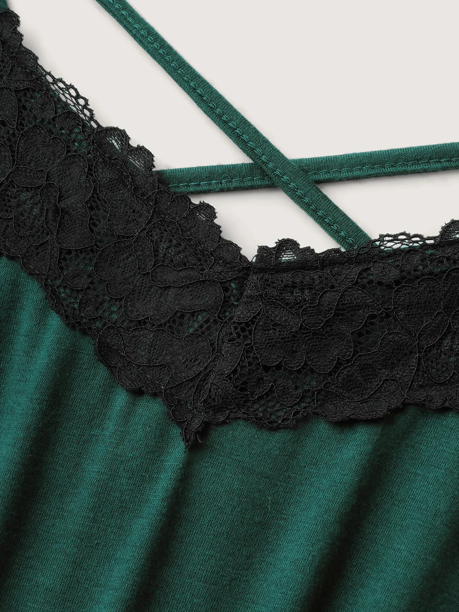 Supersoft Backless Crosstie Asymmetrical Hem Lace Jumpsuit sold by Bloomchic product image thumbnail 5