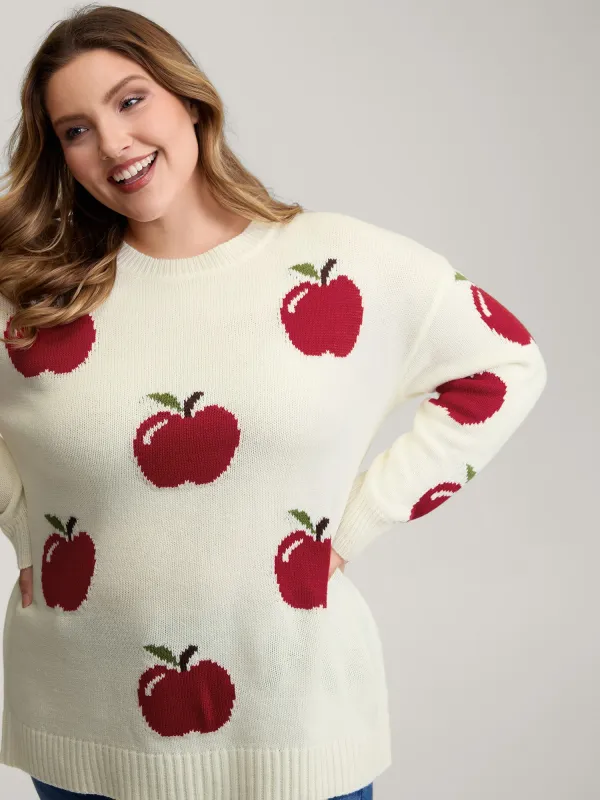 Sweet Apple Print Jacquard Print Pullover sold by Bloomchic