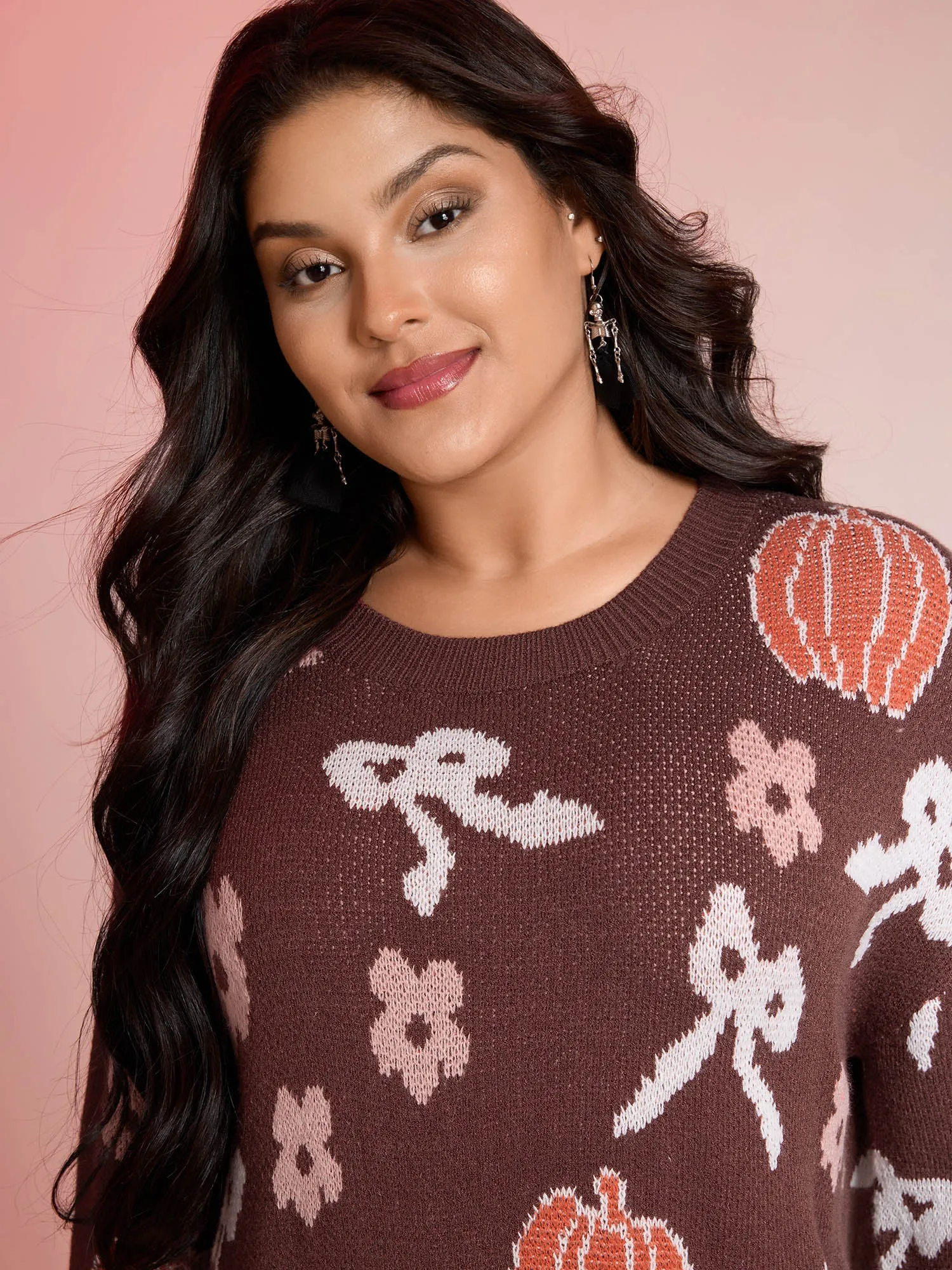 Pumpkin Print Ribbed Hem Pullover sold by Bloomchic product image thumbnail 2