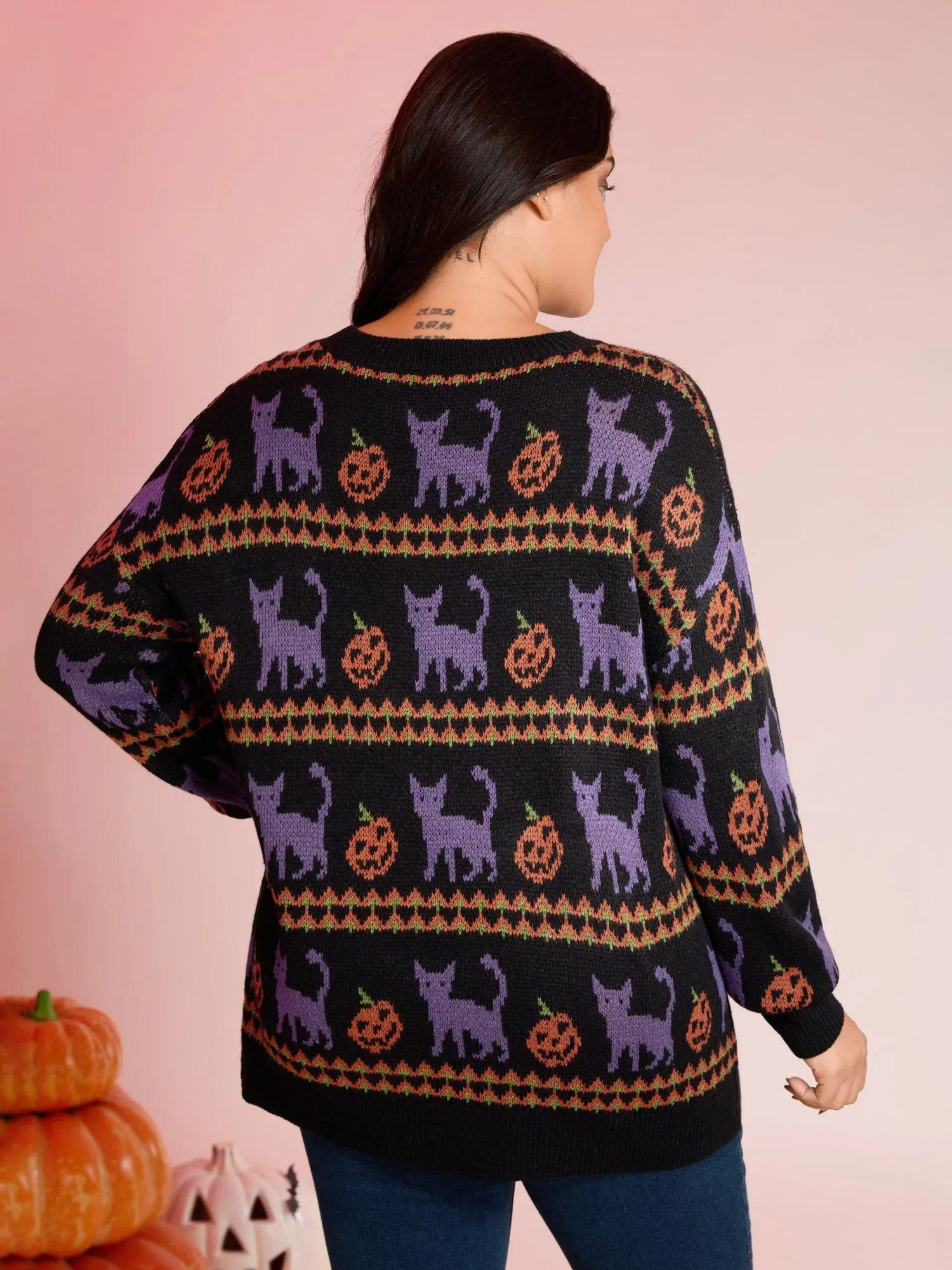 Cat Halloween Print Cozy Pullover sold by Bloomchic product image thumbnail 4