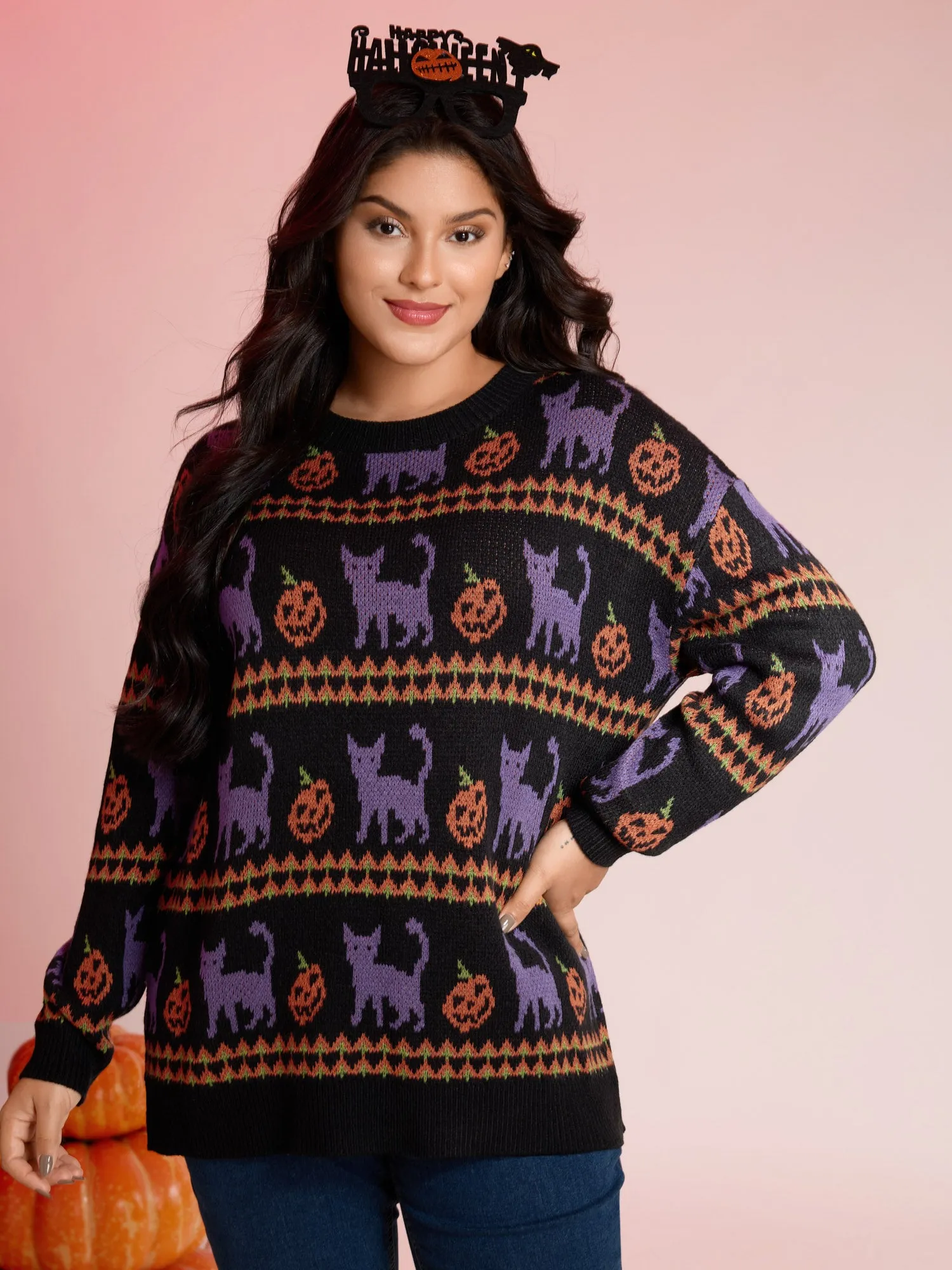 Cat Halloween Print Cozy Pullover sold by Bloomchic product image thumbnail 2