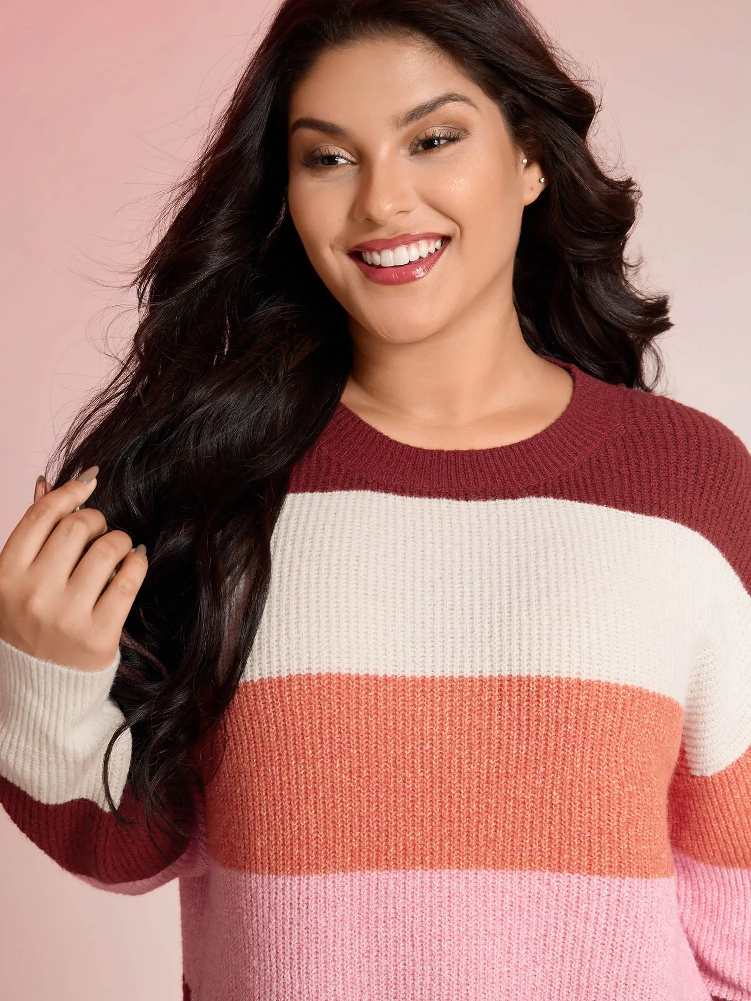 Supersoft Superstretchy Color Stripe Textured Pullover sold by Bloomchic