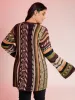 Boho Stripe Flared Sleeve Stretchy Pullover sold by Bloomchic