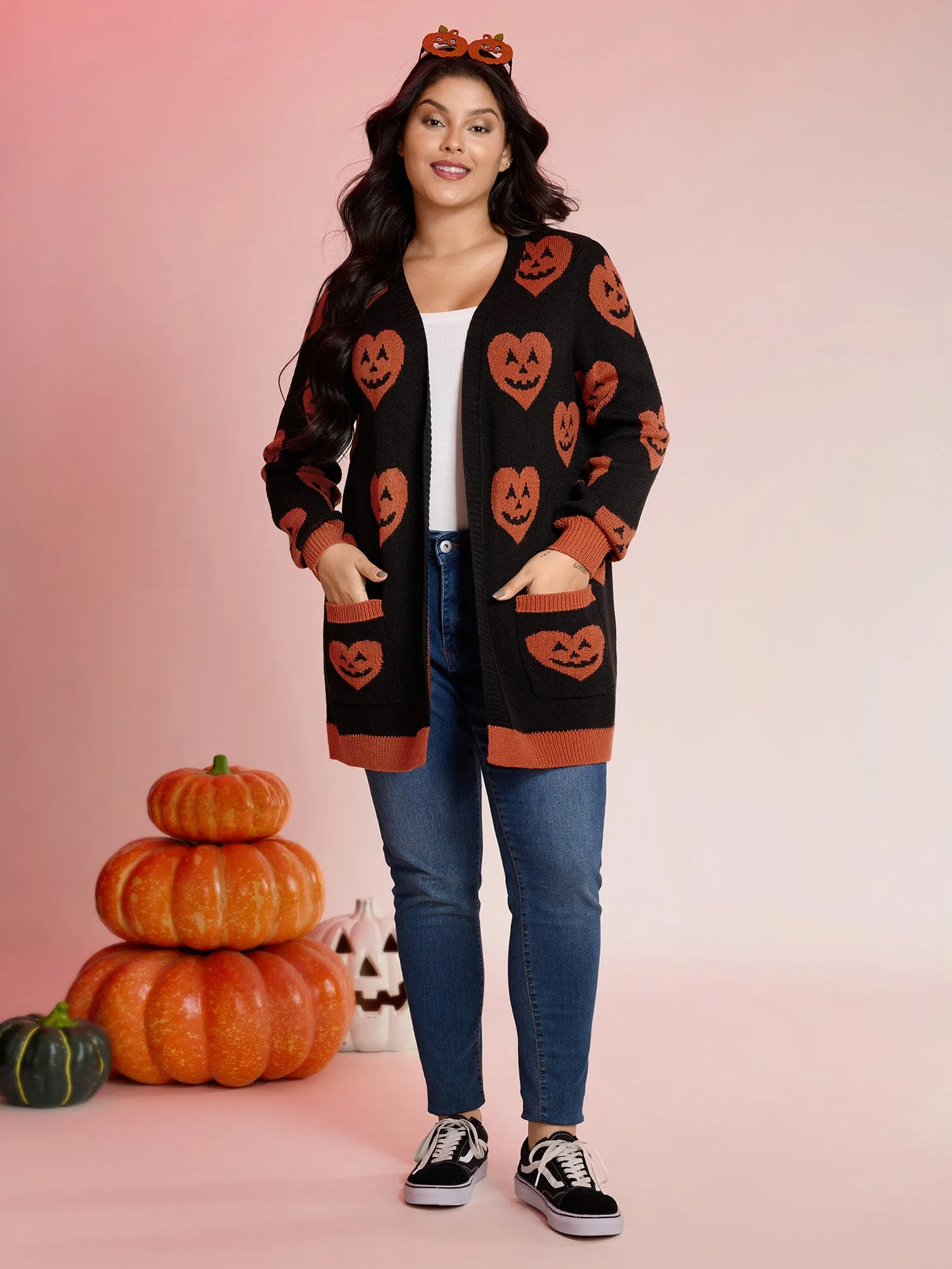 Pumpkin Hearts Halloween Pockets Cardigan sold by Bloomchic product image thumbnail 3