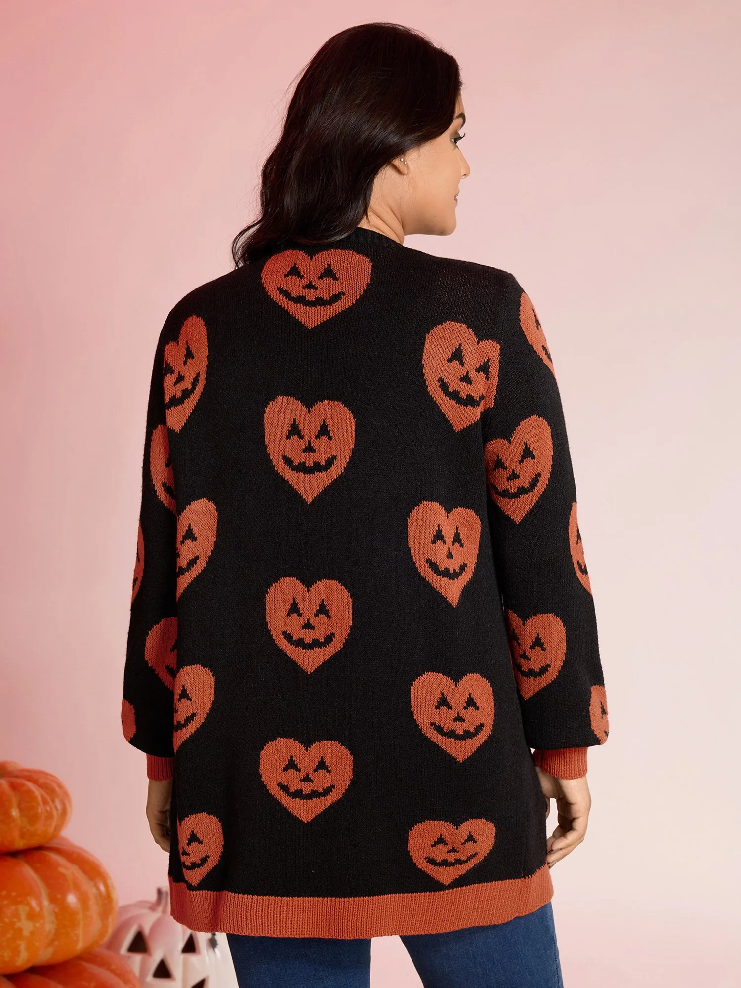 Pumpkin Hearts Halloween Pockets Cardigan sold by Bloomchic product image thumbnail 5