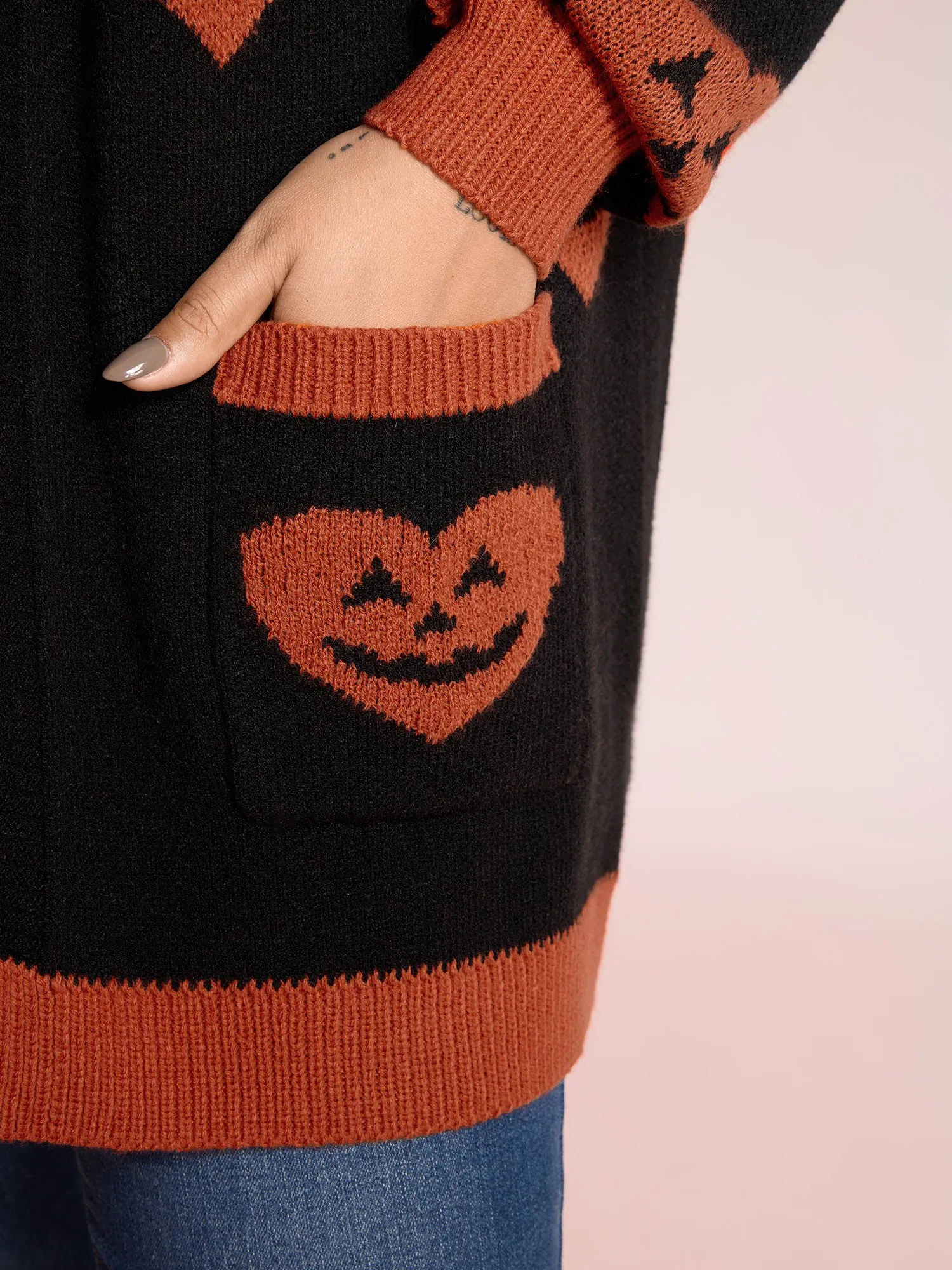 Pumpkin Hearts Halloween Pockets Cardigan sold by Bloomchic product image thumbnail 4