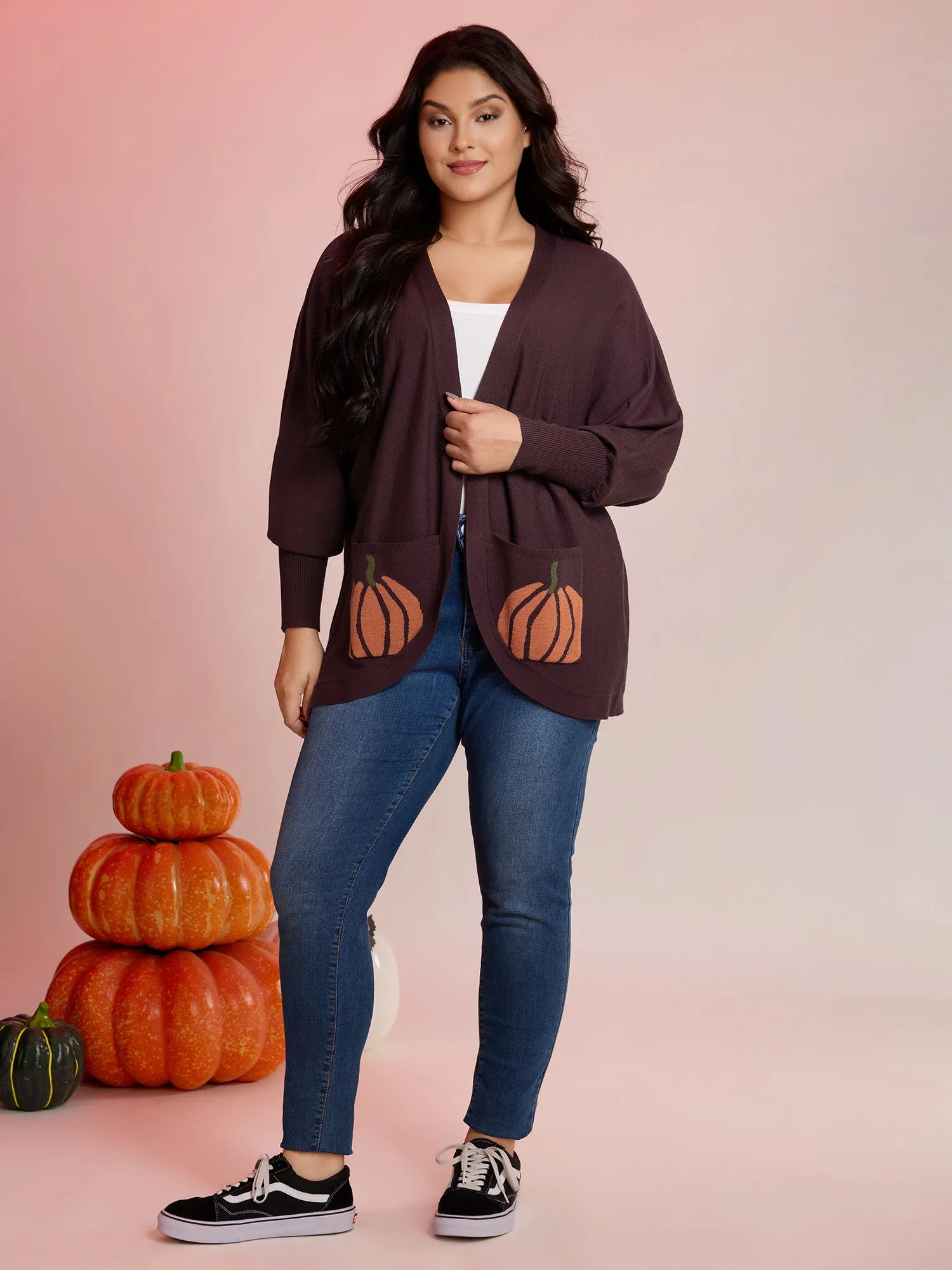 Supersoft Pumpkin Pockets Supersoft Curvy Hem Cardigan sold by Bloomchic product image thumbnail 3