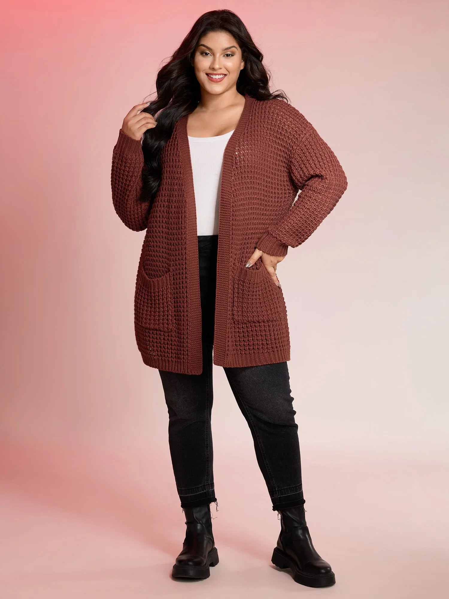 Vintage Textured Pockets Knit Cardigan sold by Bloomchic product image thumbnail 3