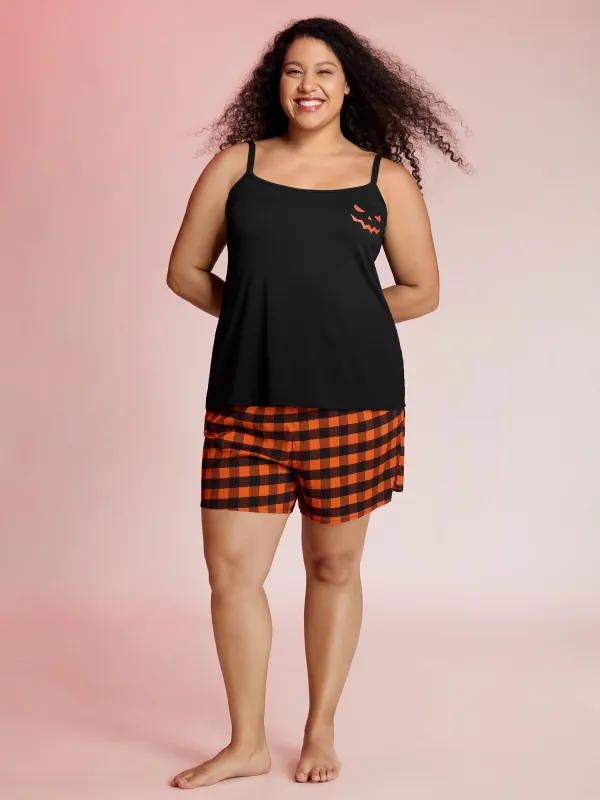 Stretchy Plaid Contrast Loungewear Set sold by Bloomchic