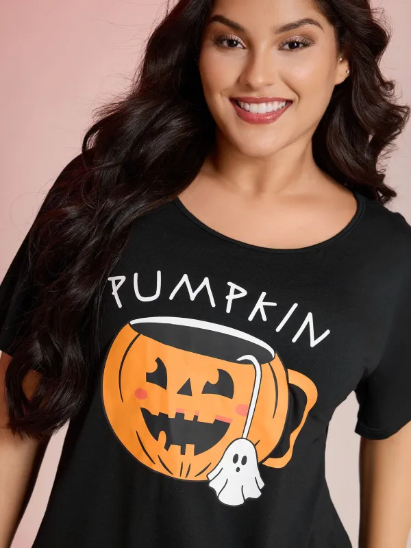Pumpkin Ghost Contrast Loungewear Set sold by Bloomchic