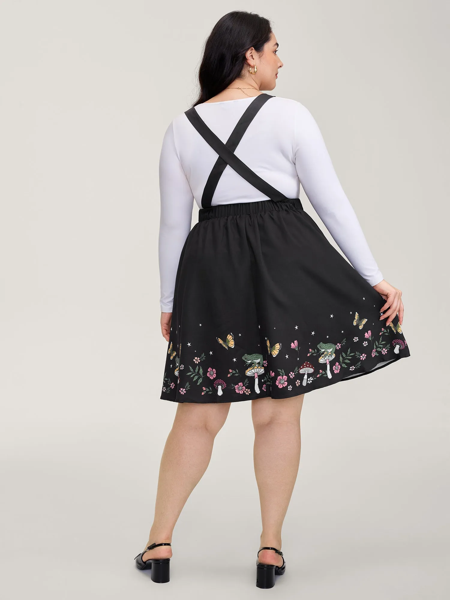 Mushroom Hem Print Adjustable Straps Skirt sold by Bloomchic product image thumbnail 4