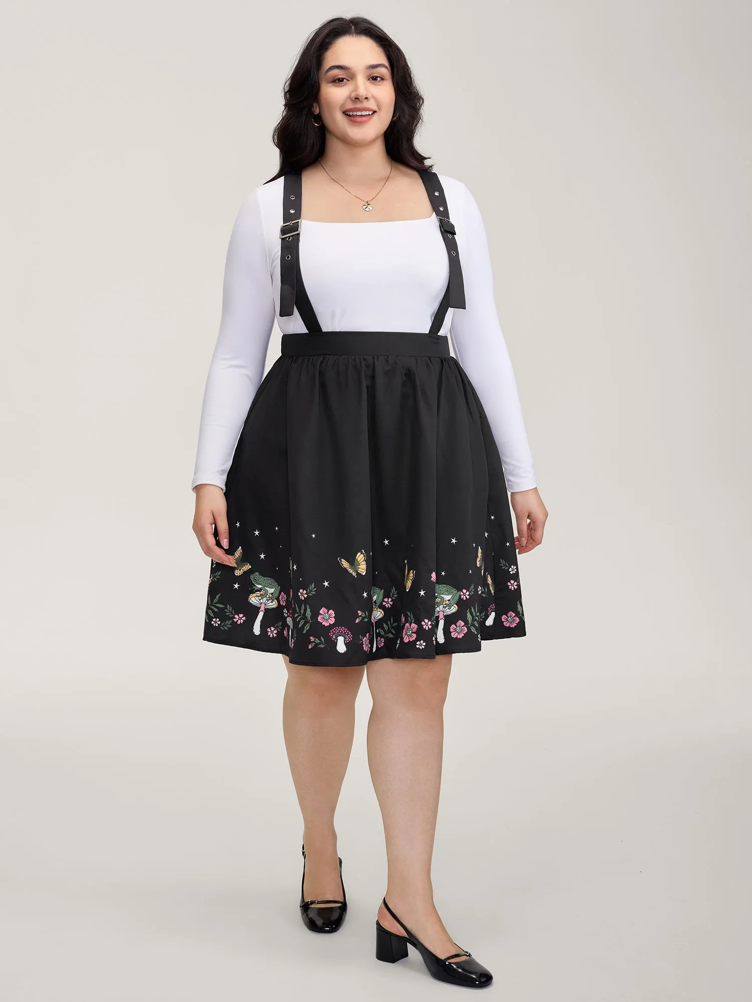 Mushroom Hem Print Adjustable Straps Skirt sold by Bloomchic product image thumbnail 2