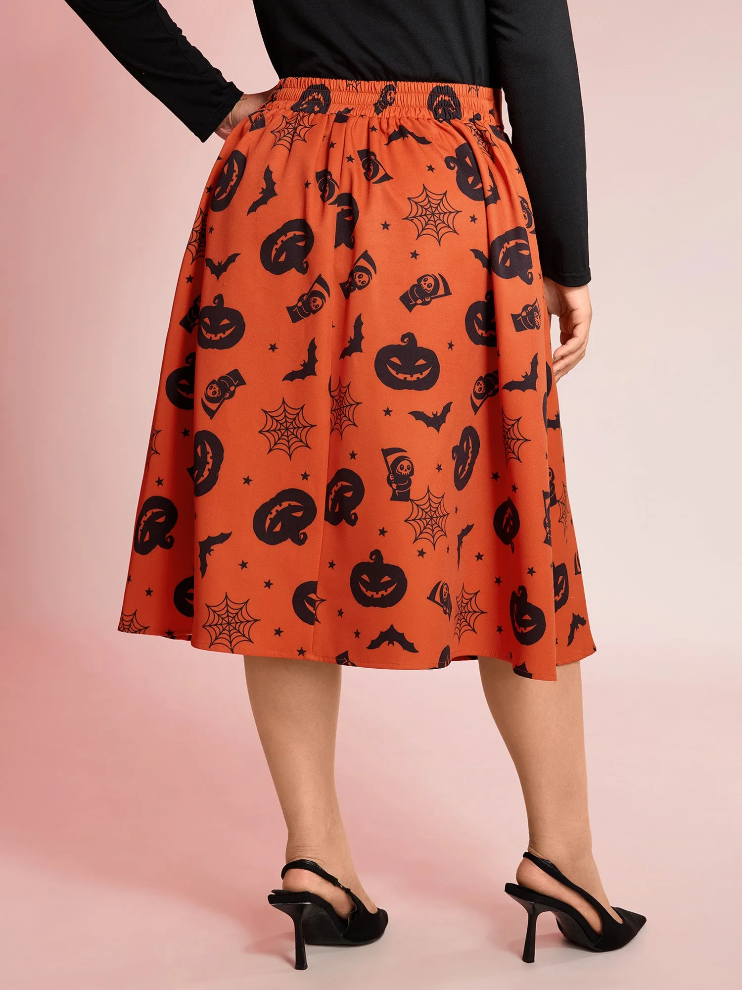 Pumpkin Print Belted Maxi Skirt sold by Bloomchic product image thumbnail 5