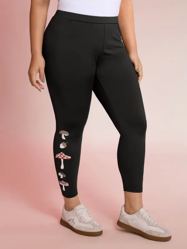 Mushroom Print Skinny-Fit Leggings sold by Bloomchic