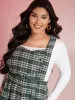 Plaid Pleated Suspender Skirt Adjustable Midi Dress sold by Bloomchic