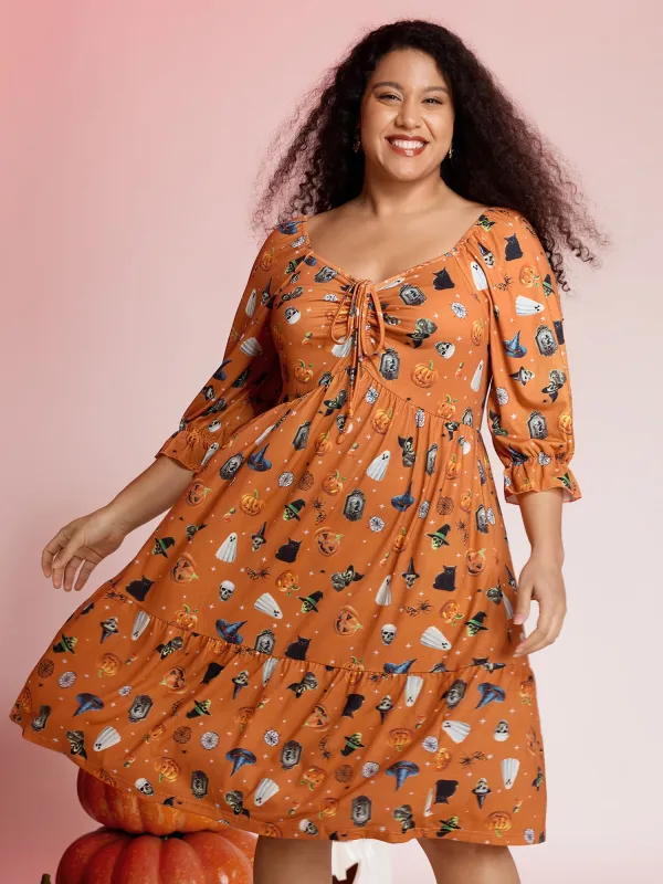 Cozy Hauntings Stretchy Waist Pockets Midi Dress sold by Bloomchic