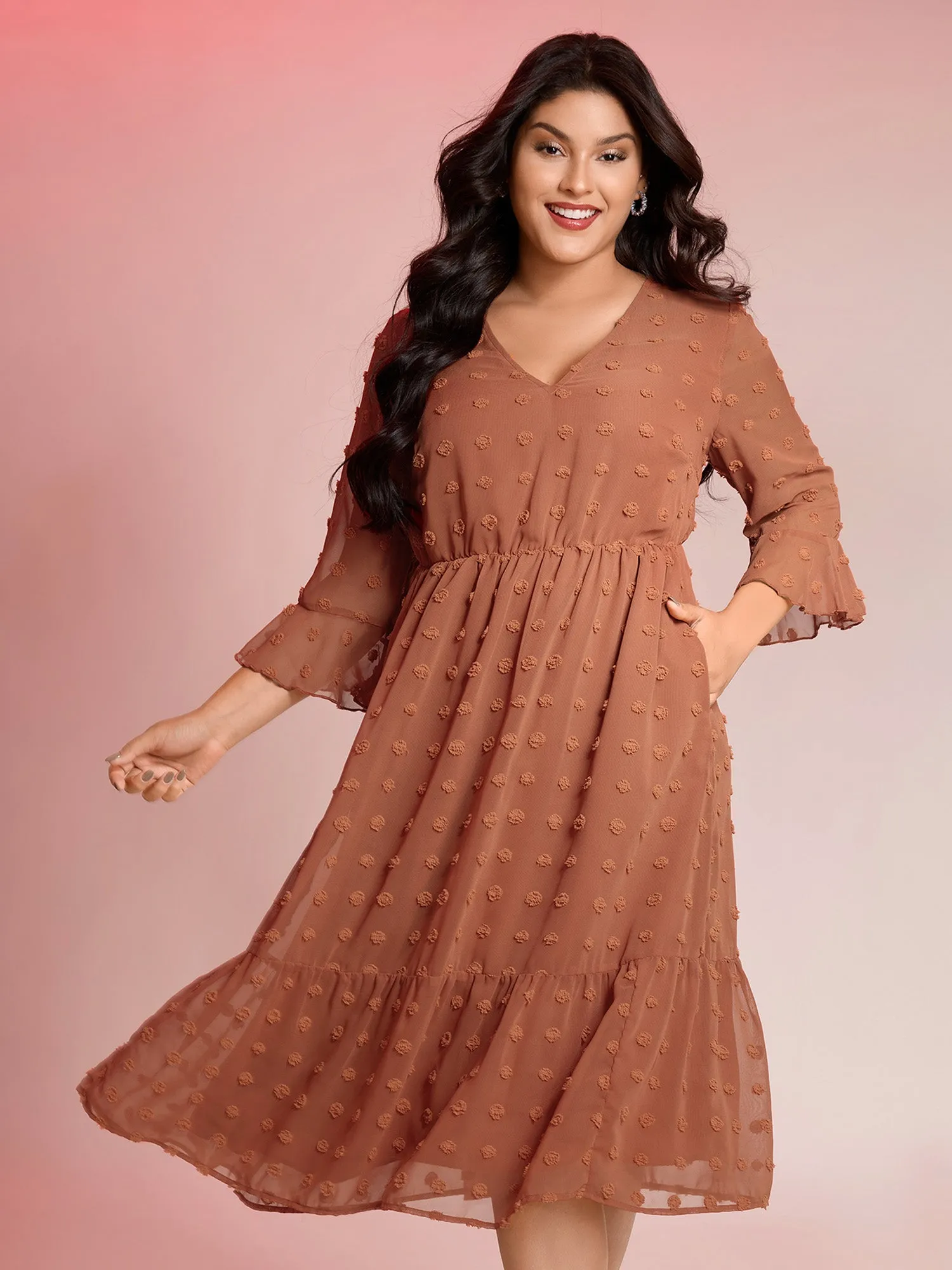 Chiffon Textured Semi Sheer Maxi Dress sold by Bloomchic