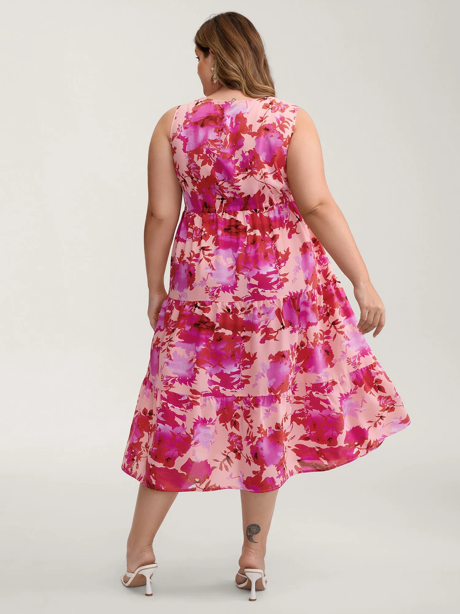 Floral Print Flowy Skirt Drawstring Maxi Dress sold by Bloomchic product image thumbnail 4