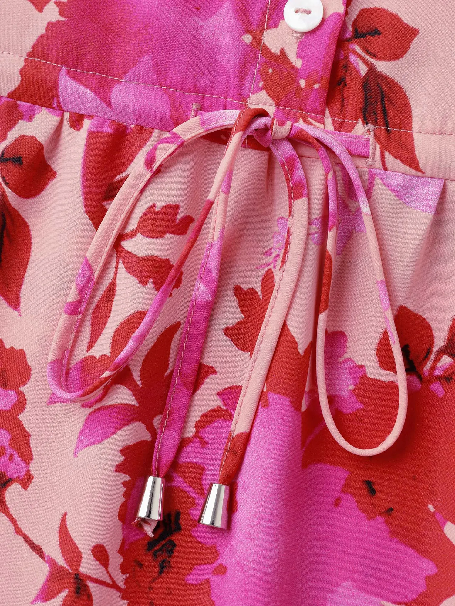 Floral Print Flowy Skirt Drawstring Maxi Dress sold by Bloomchic product image thumbnail 5