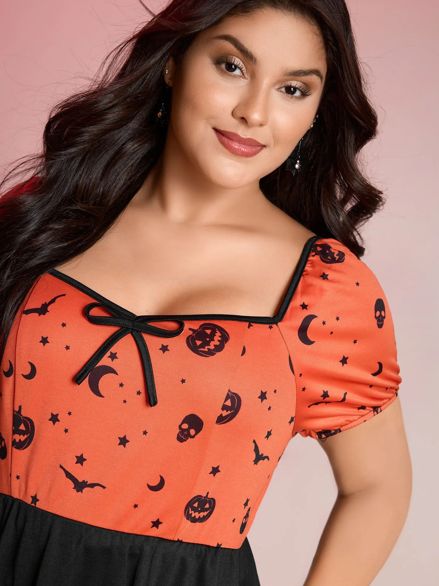 Scary Halloween Print Colorblock Midi Dress sold by Bloomchic product image thumbnail 2