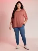 Shirred Cuff Sleeve Round Neck T-Shirt sold by Bloomchic