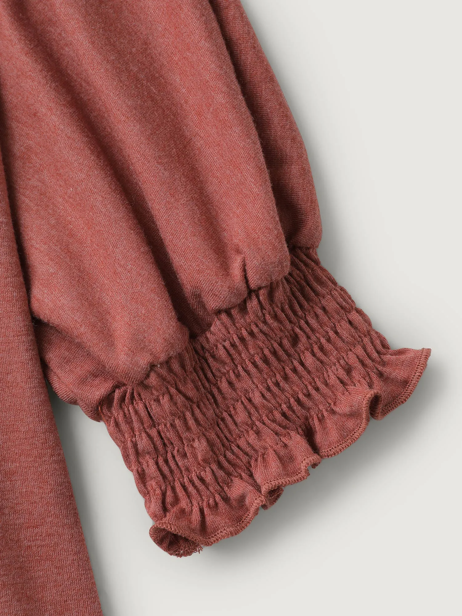 Shirred Cuff Sleeve Round Neck T-Shirt sold by Bloomchic product image thumbnail 5