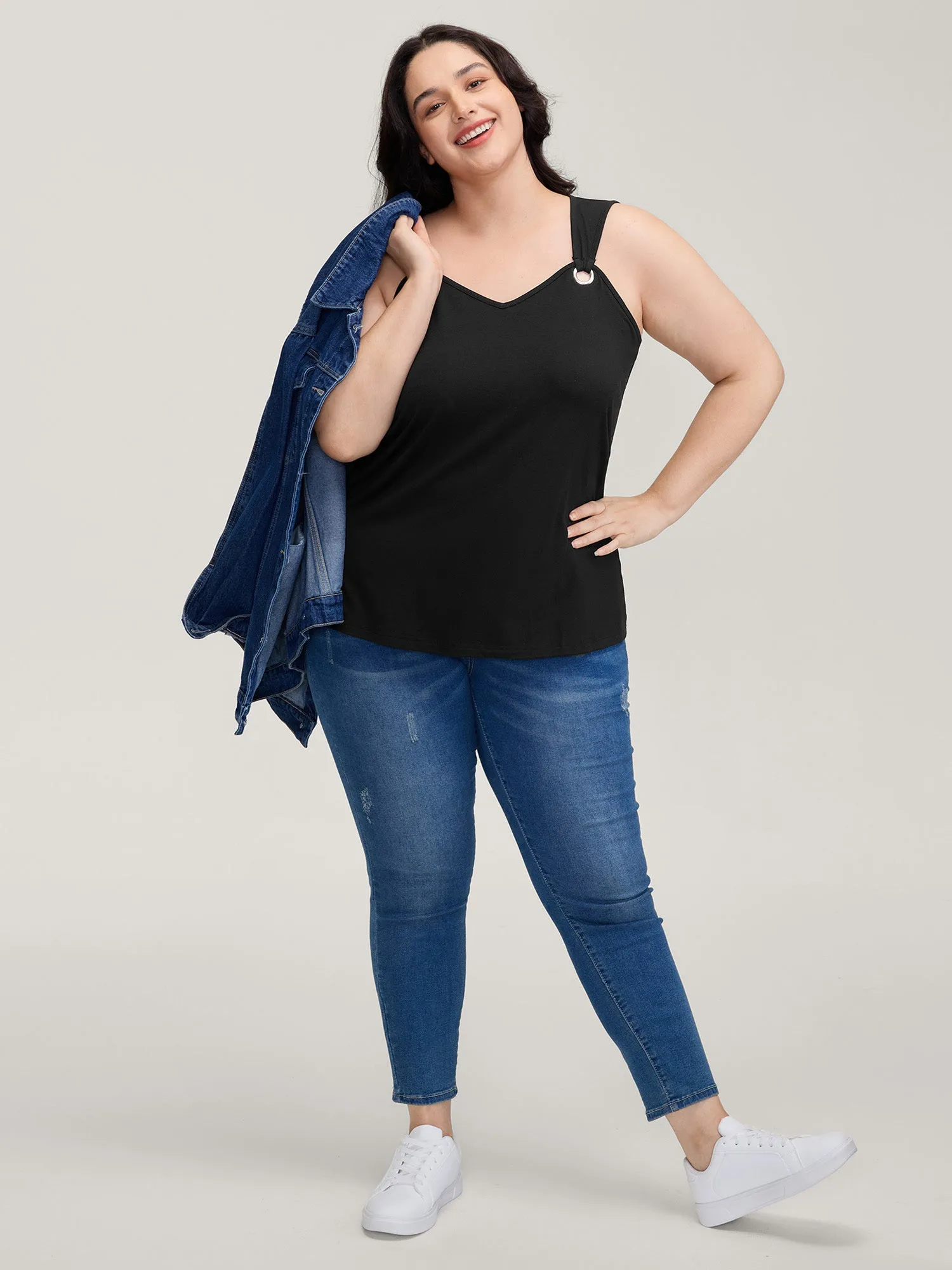 Overall Straps Drapey Solid Tank Top sold by Bloomchic product image thumbnail 3