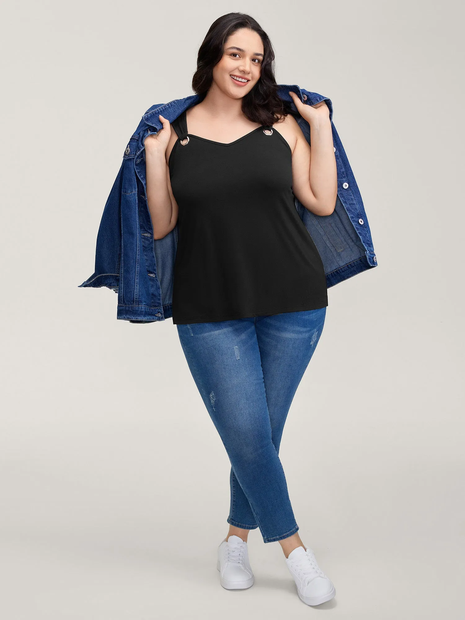 Overall Straps Drapey Solid Tank Top sold by Bloomchic product image thumbnail 2