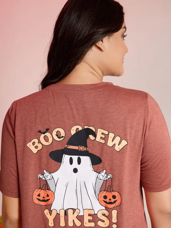 Boo Crew Halloween Round Neck T-Shirt sold by Bloomchic
