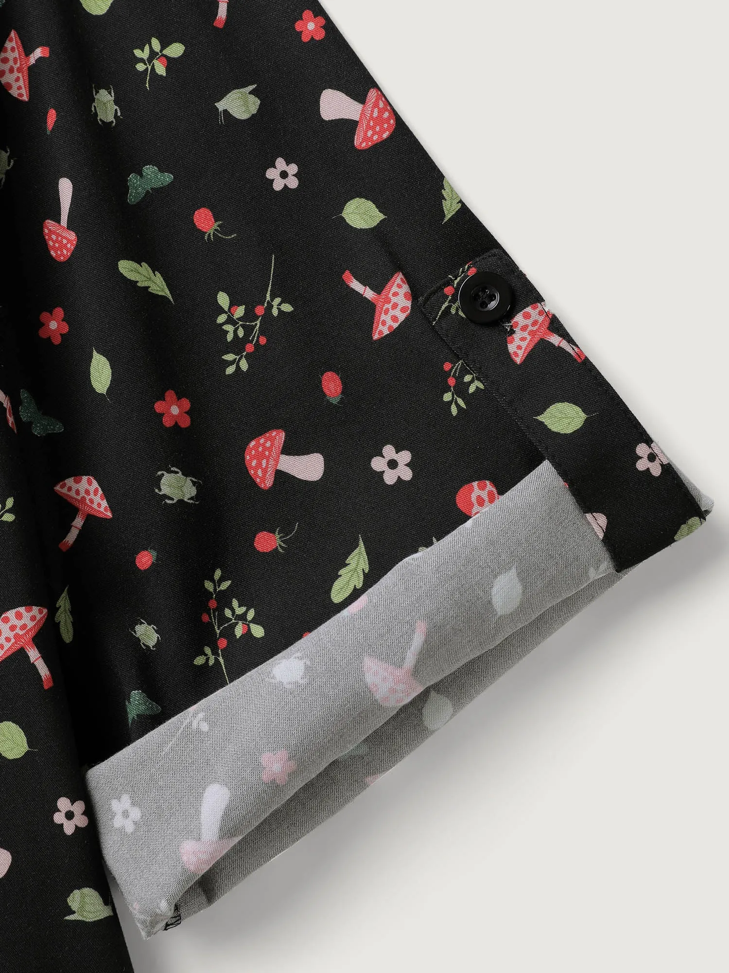 Mushroom Print Adjustable Sleeve Placket Blouse sold by Bloomchic product image thumbnail 5