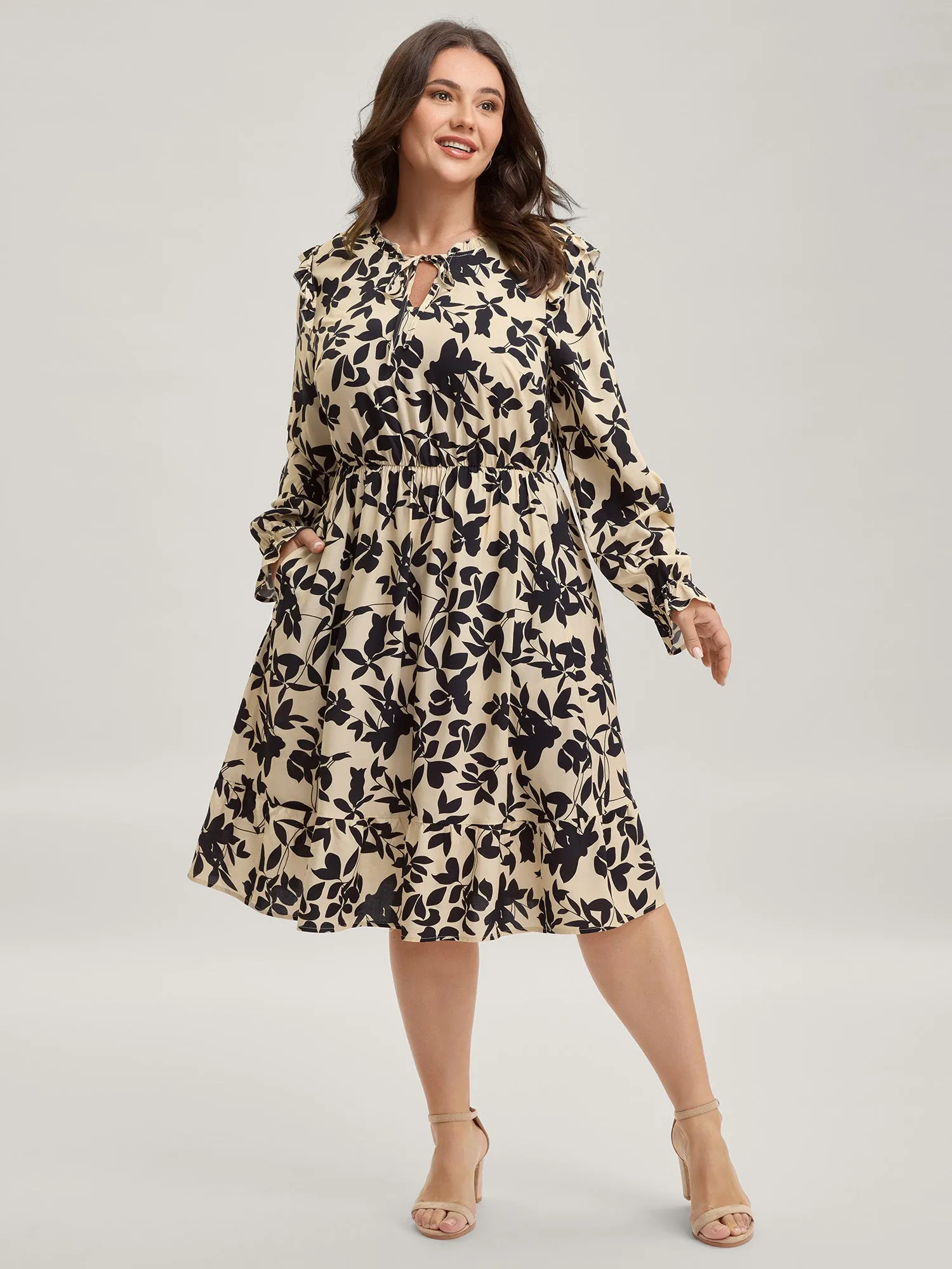 Silhouette Floral Neck-Tie Midi Dress sold by Bloomchic product image thumbnail 3