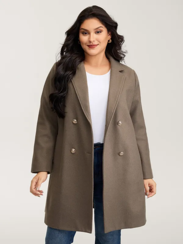 Double-Breasted Pockets Notched Lapels Coat sold by Bloomchic