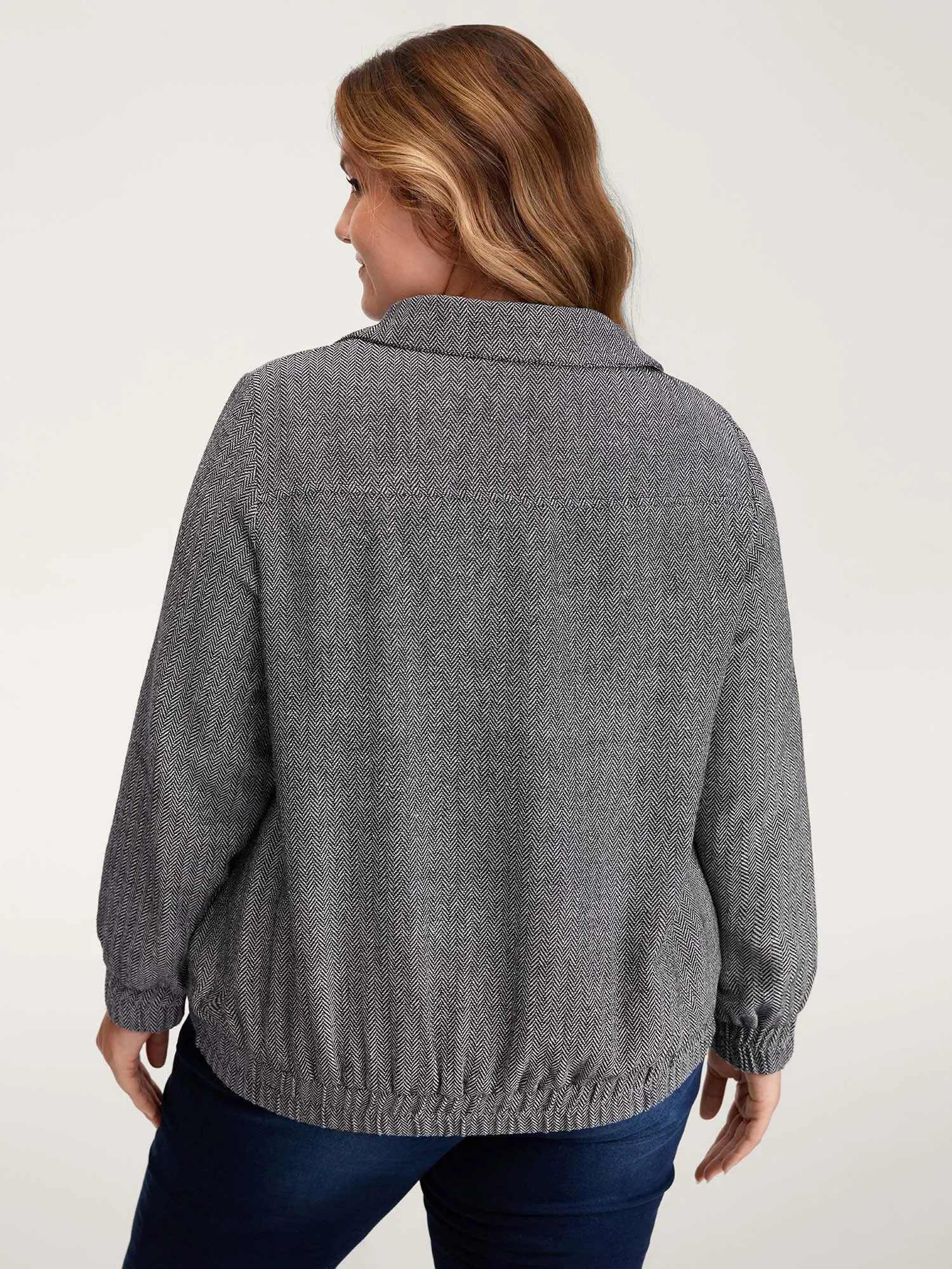 Ribbed Texture Chest Flaps Zipper Jacket sold by Bloomchic product image thumbnail 4