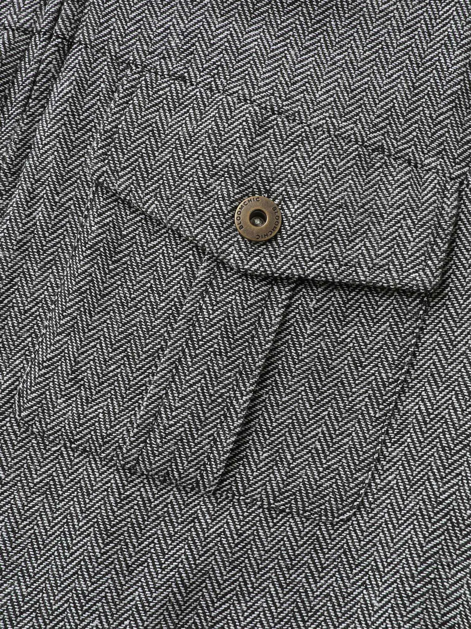 Ribbed Texture Chest Flaps Zipper Jacket sold by Bloomchic product image thumbnail 5