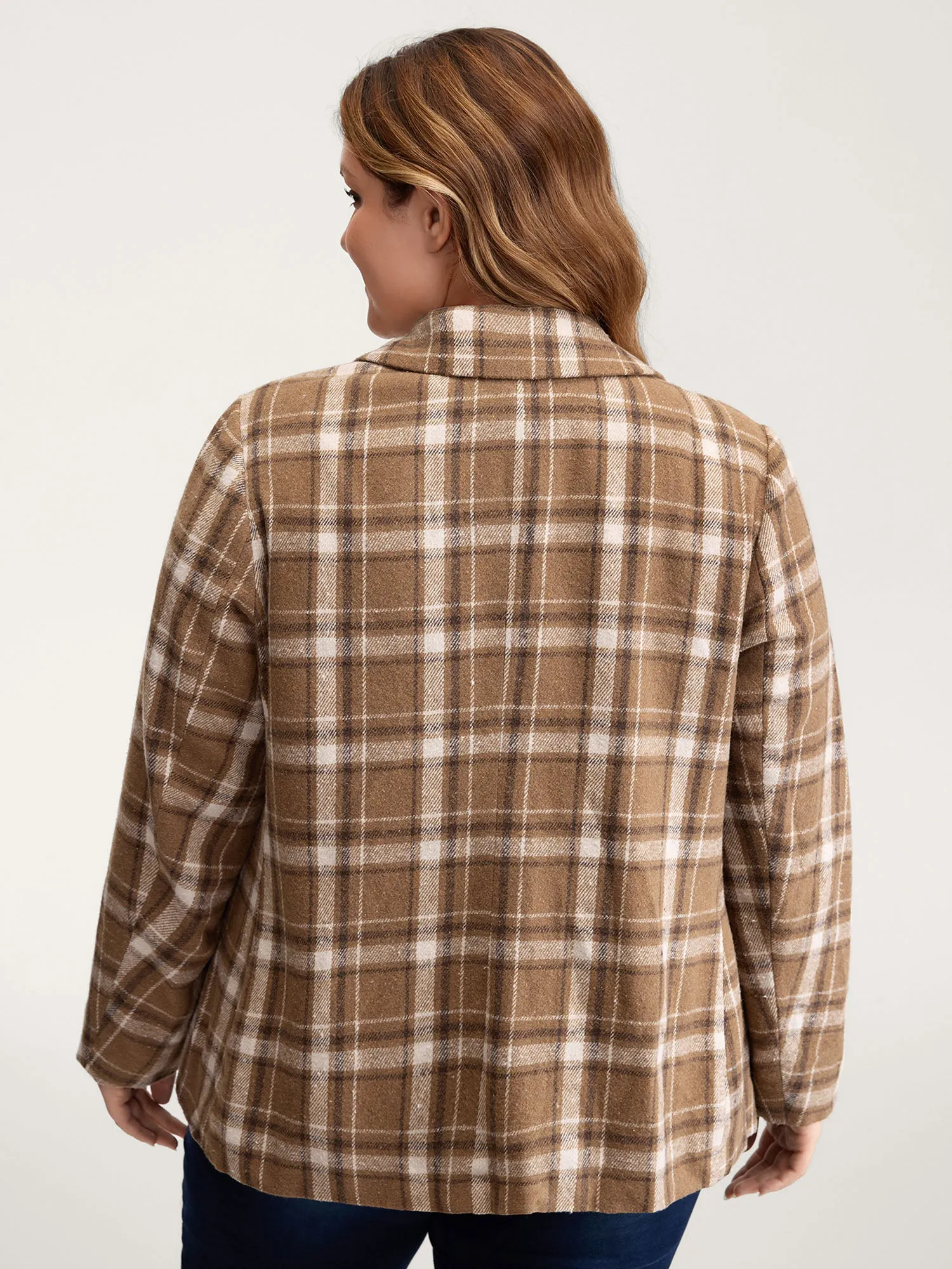 Plaid Pattern Button-Front Blazer sold by Bloomchic product image thumbnail 4