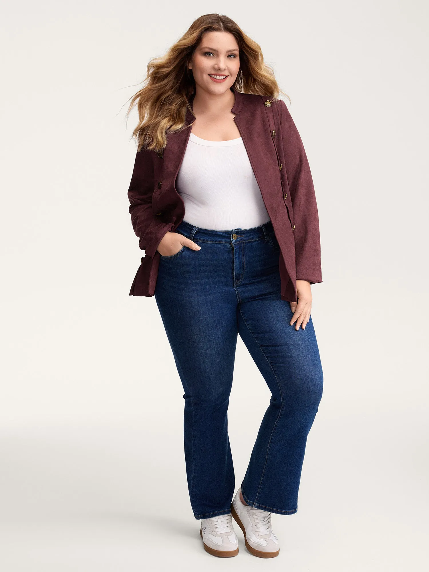 Airy Suede Bronze Button Detail Jacket sold by Bloomchic product image thumbnail 3