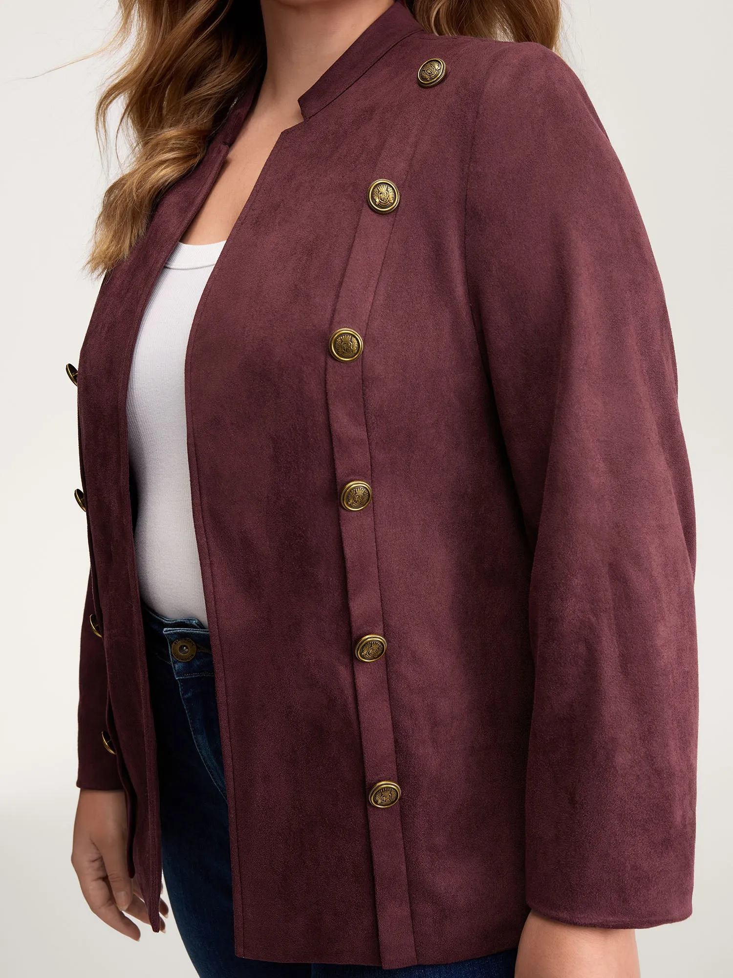 Airy Suede Bronze Button Detail Jacket sold by Bloomchic product image thumbnail 2