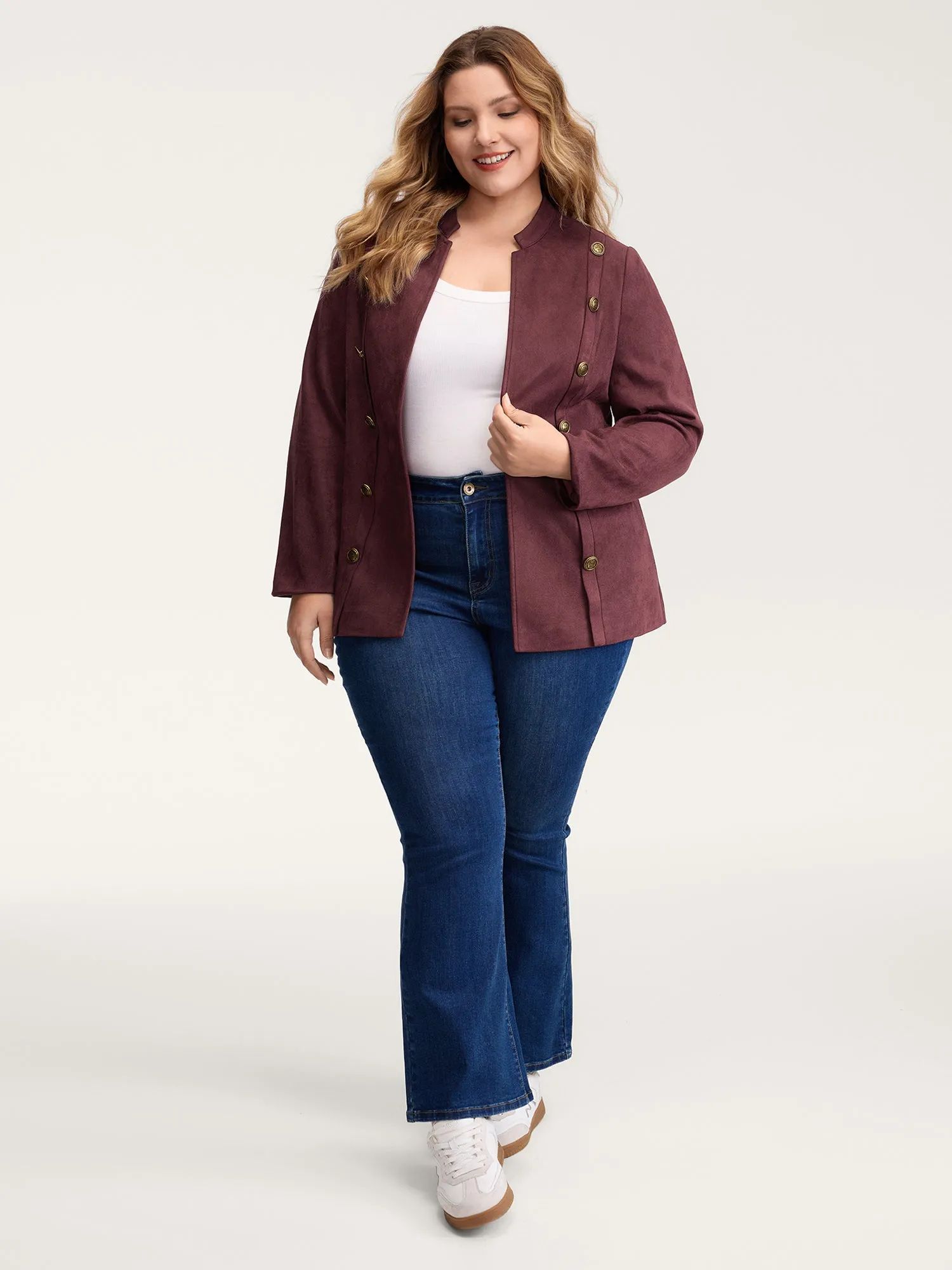 Airy Suede Bronze Button Detail Jacket sold by Bloomchic product image thumbnail 4