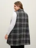 Textured Plaid Pattern Pockets Long Vest sold by Bloomchic