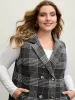 Textured Plaid Pattern Pockets Long Vest sold by Bloomchic