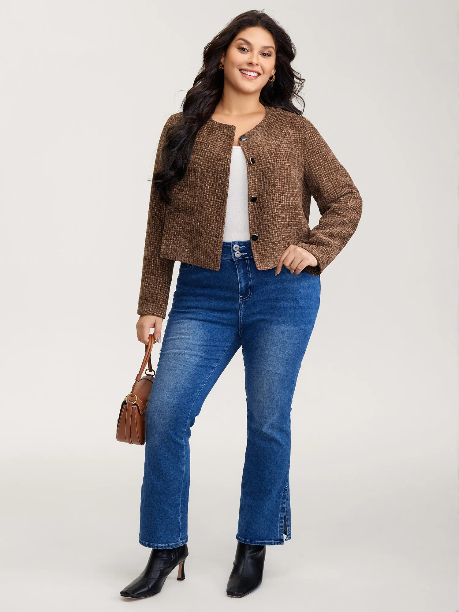 Flocked Textured Button Pockets Jacket sold by Bloomchic product image thumbnail 4