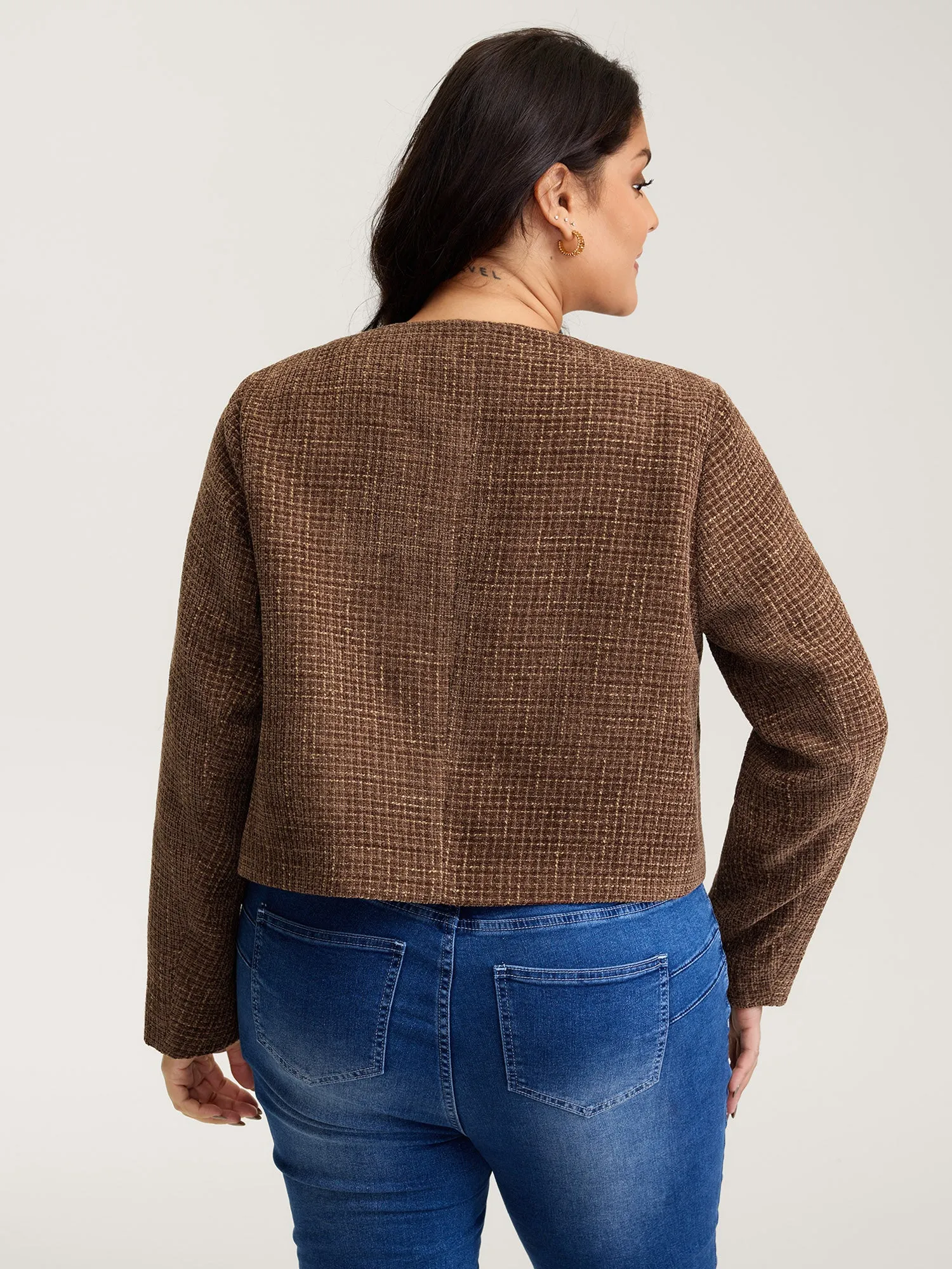 Flocked Textured Button Pockets Jacket sold by Bloomchic product image thumbnail 5