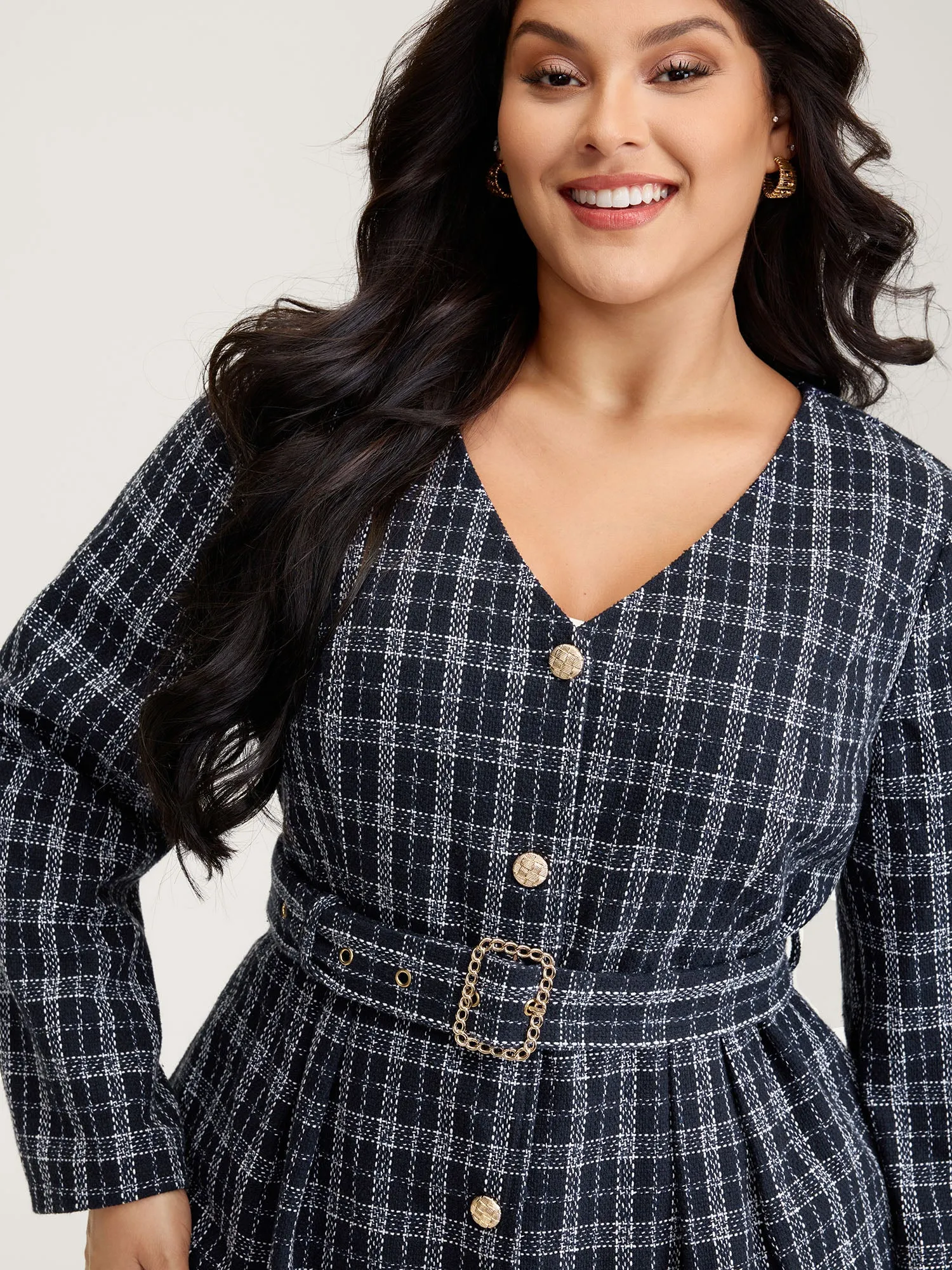 Tweed Pockets Belted Button Coat sold by Bloomchic product image thumbnail 2